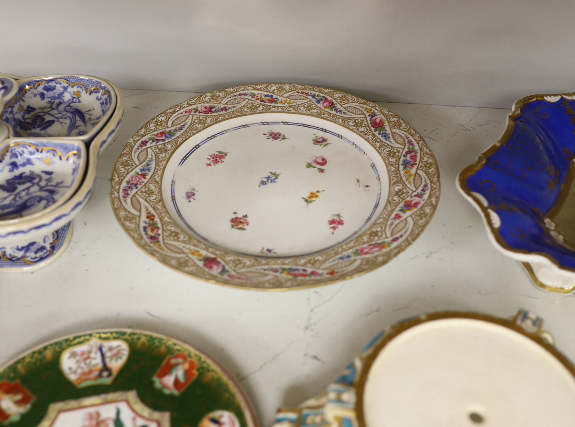 A quantity of various Victorian ceramics including a Wedgwood Queensware dish, 26cm